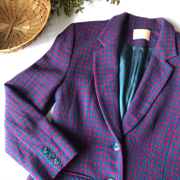 SOLD | Pendleton Wool Houndstooth Blazer Jacket - Picture 3 of 12